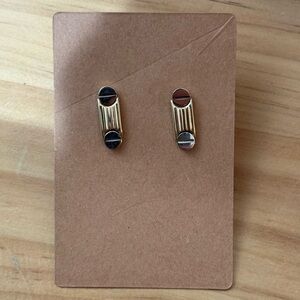 Vintage 80’s Two Tone Minimalist Bar Stud Earrings